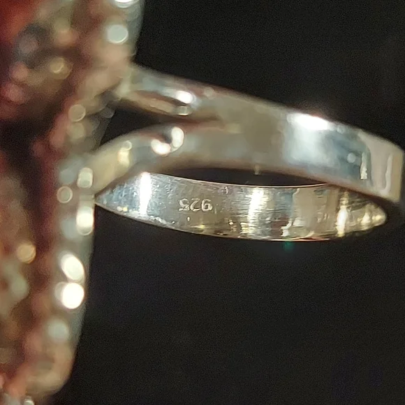 New Sterling Silver Large Flower Adjustable Ring in Pink Spiny Turquiose Dalia - Picture 7 of 8